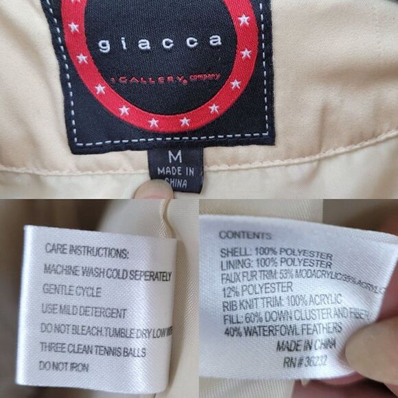 Giacca Gallery Parka Down Puffer Coat M Long Multi Pocket Tan Gorpcore - Picture 4 of 16